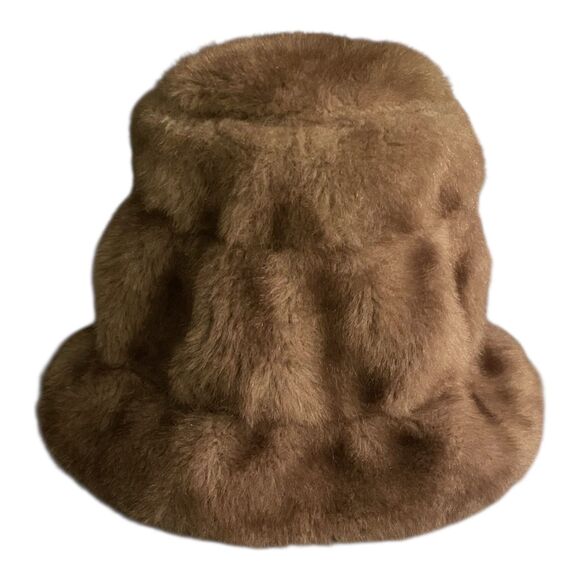 Vintage 70s/80s light brown faux fur bucket hat union made Made in USA cozycore main image 4
